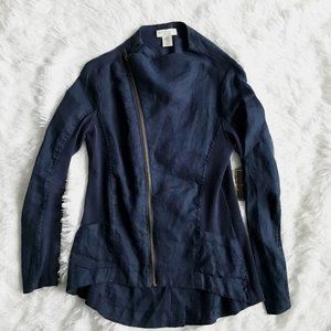 AMARYLLIS 100% Linen Navy Blue Blazer Jacket